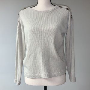 B Young Waffle Knit Long Sleeve Shirt in Oatmeal Color XS
